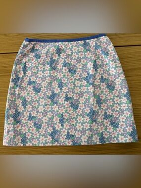 Vintage Lilly Pulitzer Lavender Floral Skirt with Pink & Green Accents